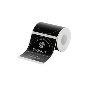 Svarta runda etiketter 50*50 mm, 160 st (M2)